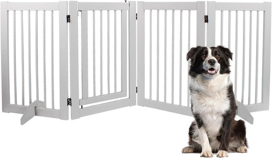 Indoor Dog Gate Freestanding Wooden Foldable Pet Gate 30in High