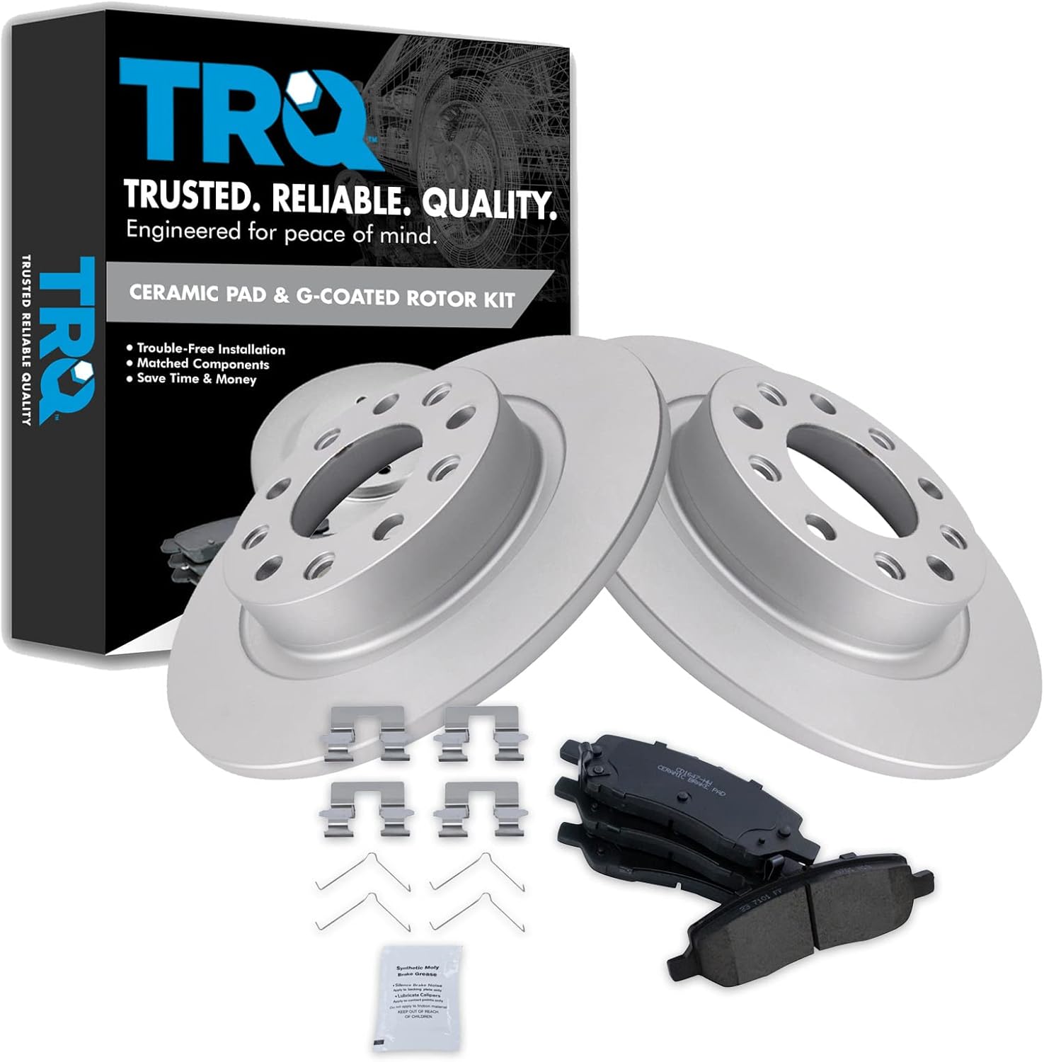 TRQ Rear Brake Pad & Rotor Kit for 2013-2016 Dodge Dart