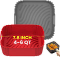 Redfly Silicone Air Fryer Liners 7.8 in 2PCS - Reusable 4-6 QT Inserts