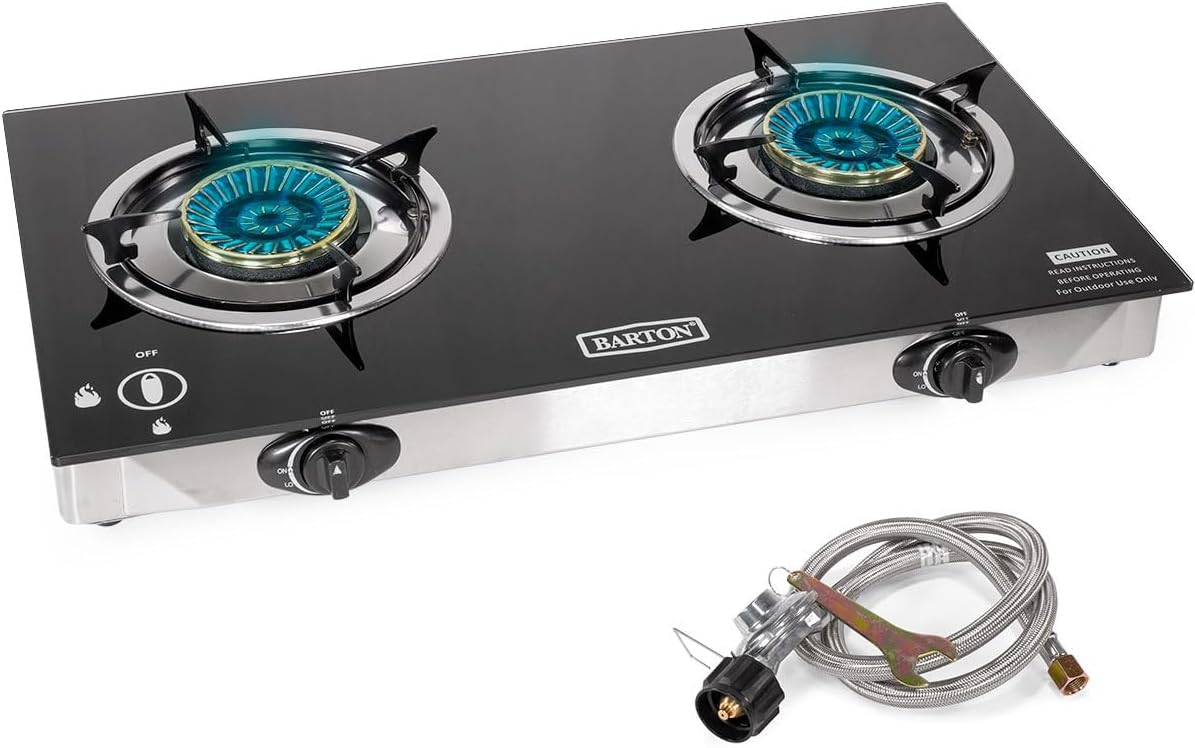 Barton Double Burner Stove with Auto Ignition for Outdoor Cooking