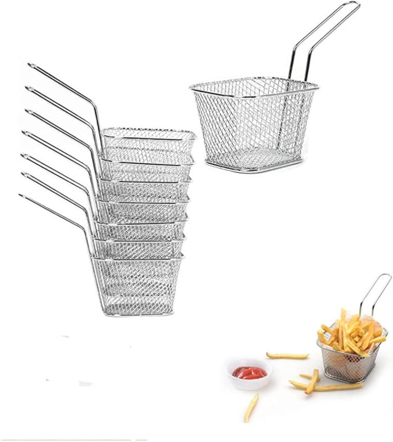 8pcs Mini Square Fry Baskets - Serve in Style!