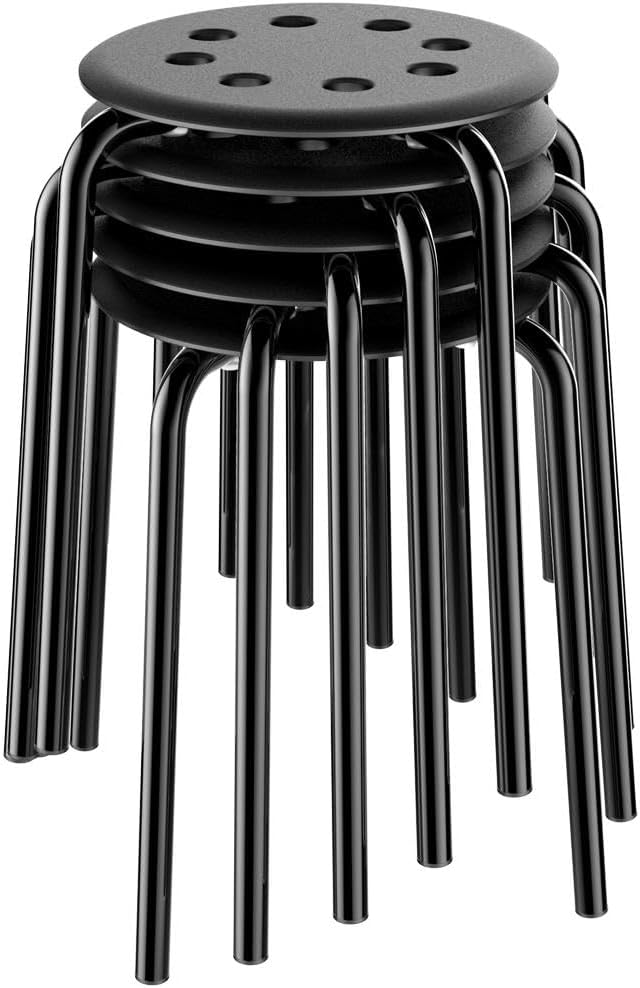 Portable Plastic Stools for Home and Garden - Pack of 5 Black