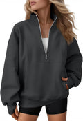 Womens Quarter Zip Oversized Sweatshirts - Fleece Mock Neck
