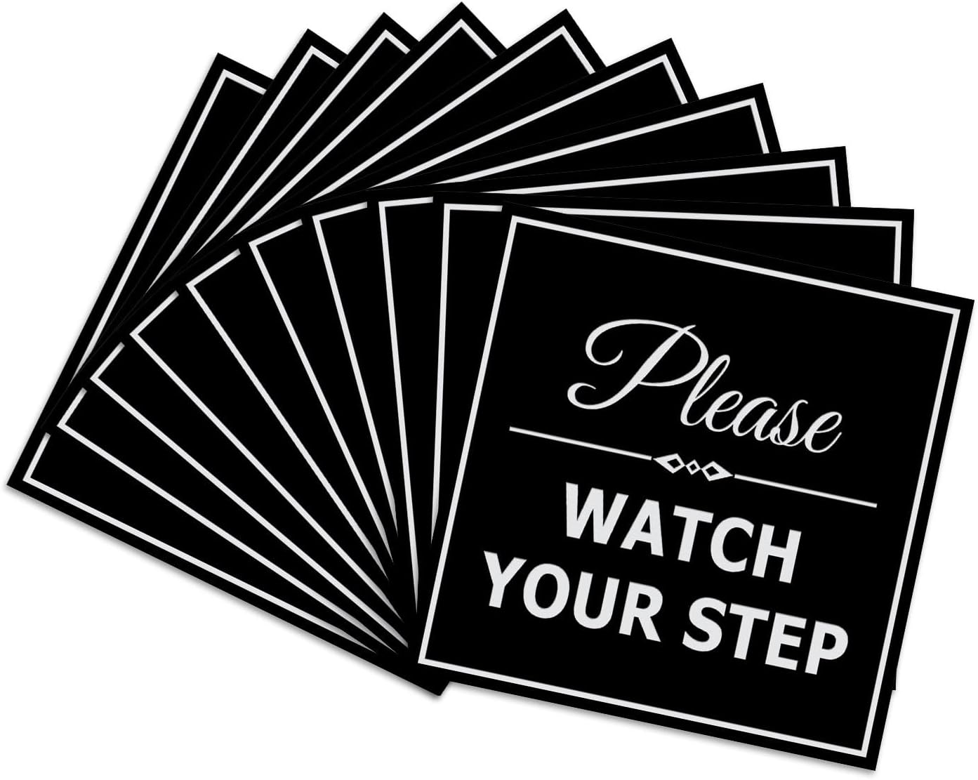 Square Classy Please Watch Your Step Sign - Large 10 Pack