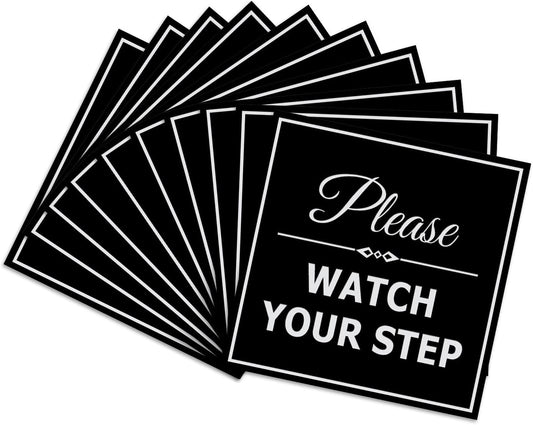 Square Classy Please Watch Your Step Sign - Large 10 Pack