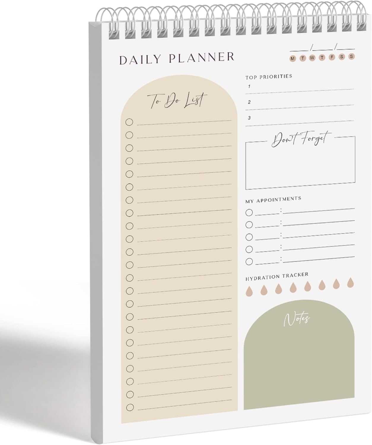 Makaplan: 60 Page Daily Planner & To-Do List ~ Almond, 6x9 Desktop Notepad