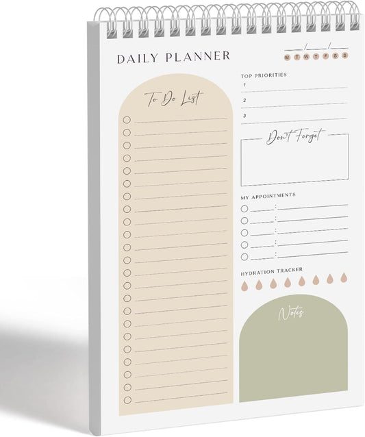 Makaplan: 60 Page Daily Planner & To-Do List ~ Almond, 6x9 Desktop Notepad