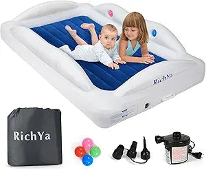 Inflatable Toddler Travel Bed with Safety Bumpers for Kids
