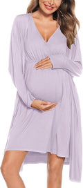 Maternity Nursing Gown and Robe Set - Comfortable 3-in-1 Hospital Wear