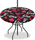 Heart Round Tablecloth | Outdoor Cover with Zipper | Fits 45-56 Tables | YUVAMAGIMO