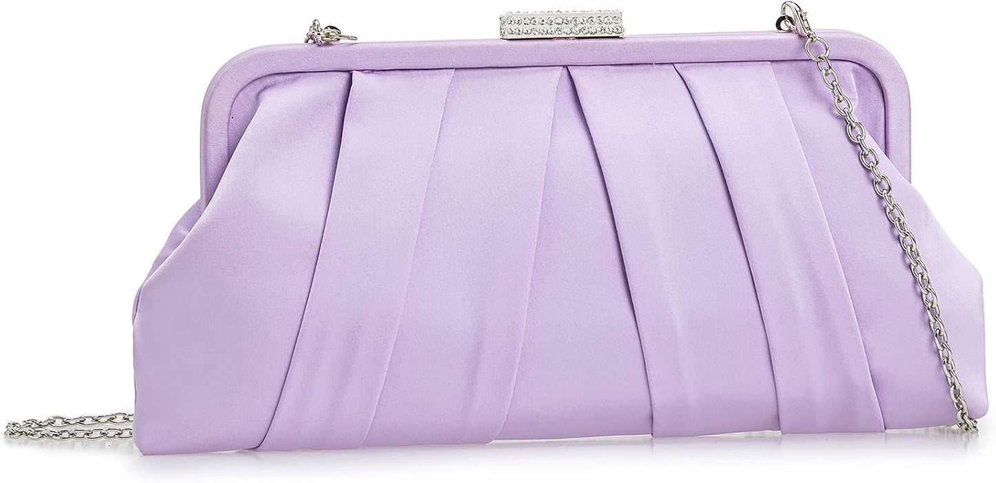 Classic Pleated Satin Clutch Bag for Weddings and Events