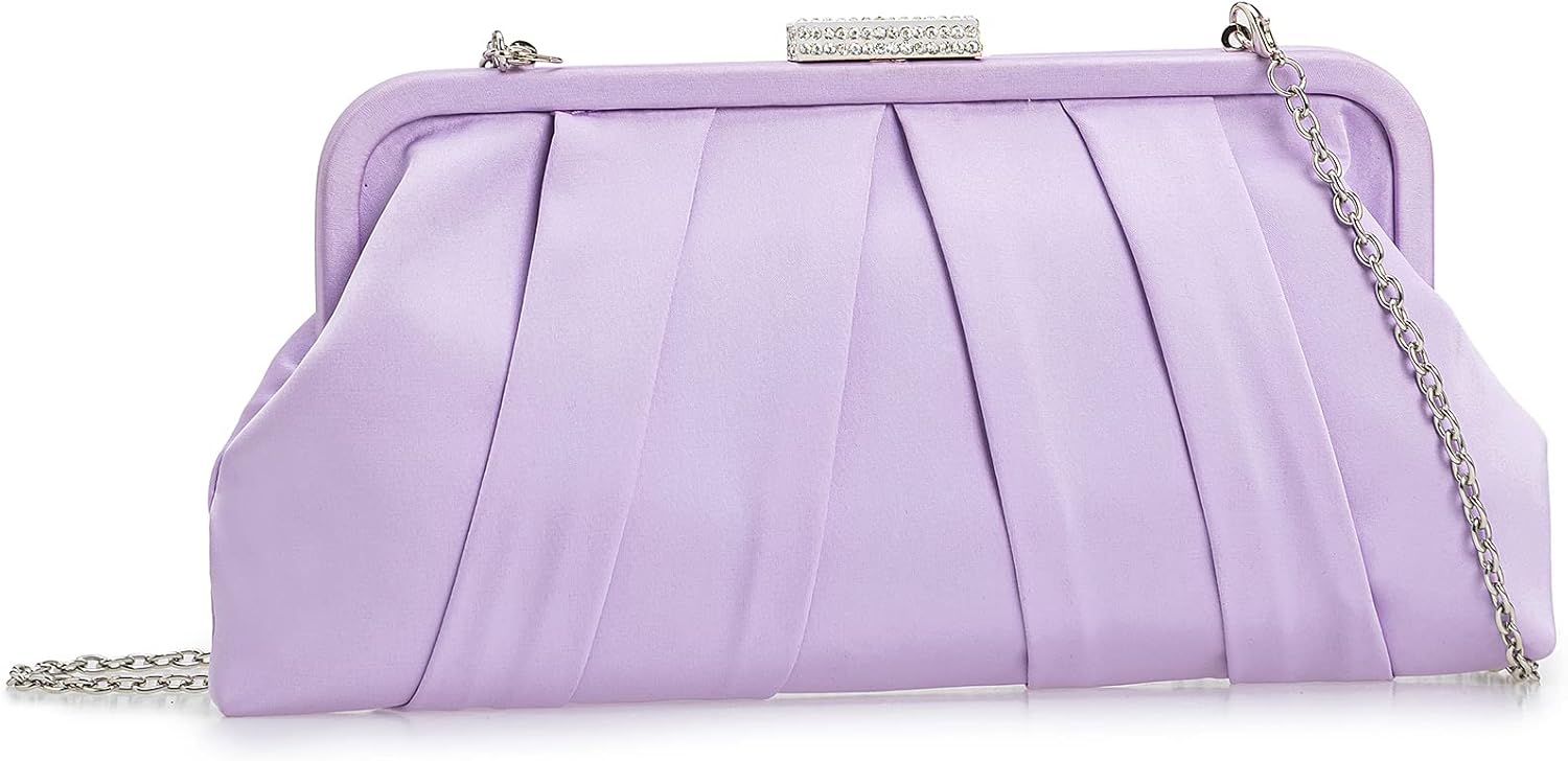 Classic Pleated Satin Clutch Bag for Weddings and Events