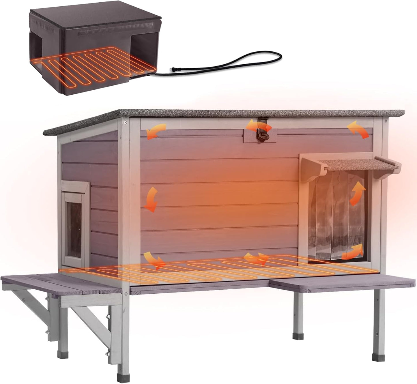 GUTINNEEN Heated Cat House for Outdoor Cats with Insulation
