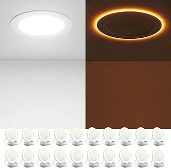 Amico 20 Pack 6 Inch LED Recessed Ceiling Light with Night Light