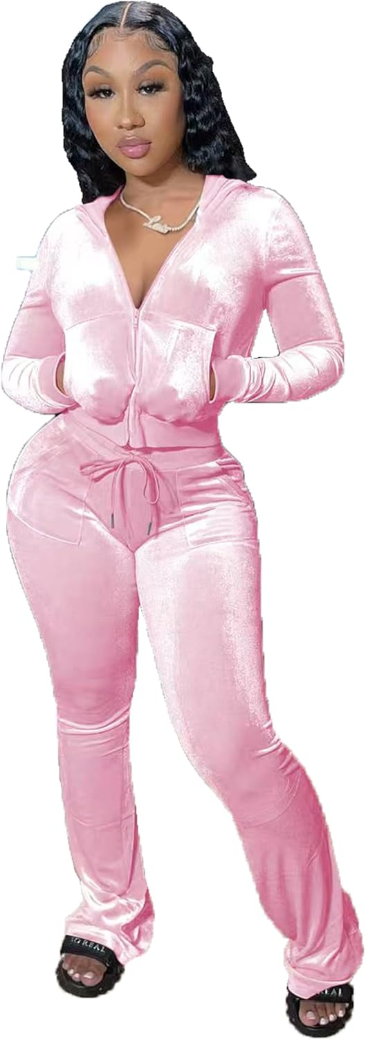 YIDENGYMX Womens Velour Tracksuit Set for Stylish Comfort