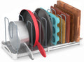 Pot Lid Organizer Rack for Pots and Bakeware - Adjustable Storage