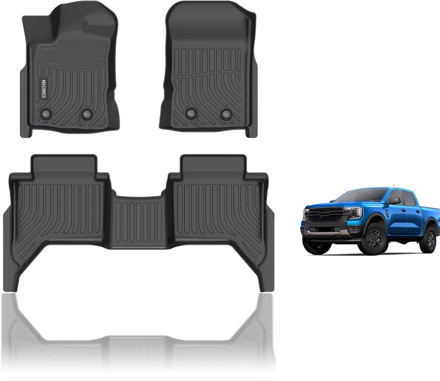 KELCSEECS Floor Mats for Ford Ranger SuperCrew Cab 2019-2023