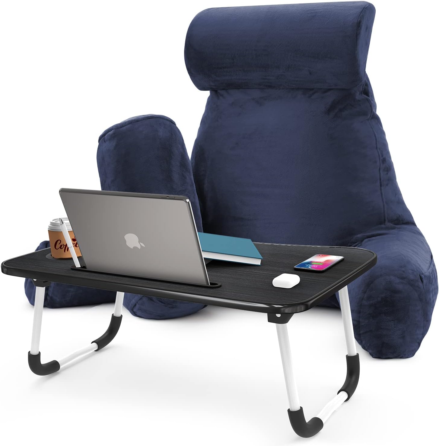 Nestl Navy Reading Pillow with Lap Desk - Comfort & Support