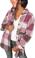 Women's Brushed Plaid Long Sleeve Flannel Shacket - Oversized Fit