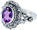 925 Sterling Silver Oval Amethyst Statement Ring - Elegant Gift