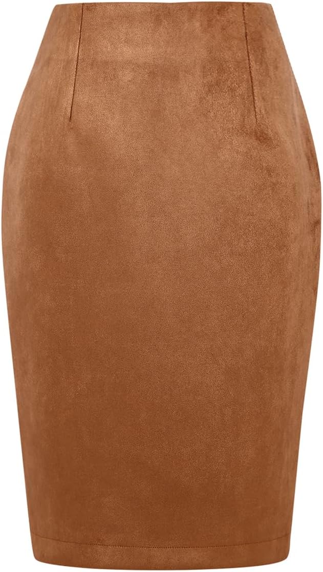 Plaid Skirts for Women Fall Winter Knee Length Pencil Wool Skirt