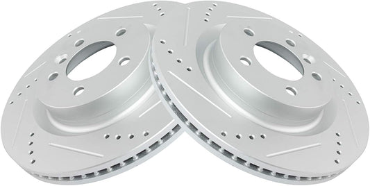 TRQ Front Performance Brake Rotors Set for Land Rover Vehicles