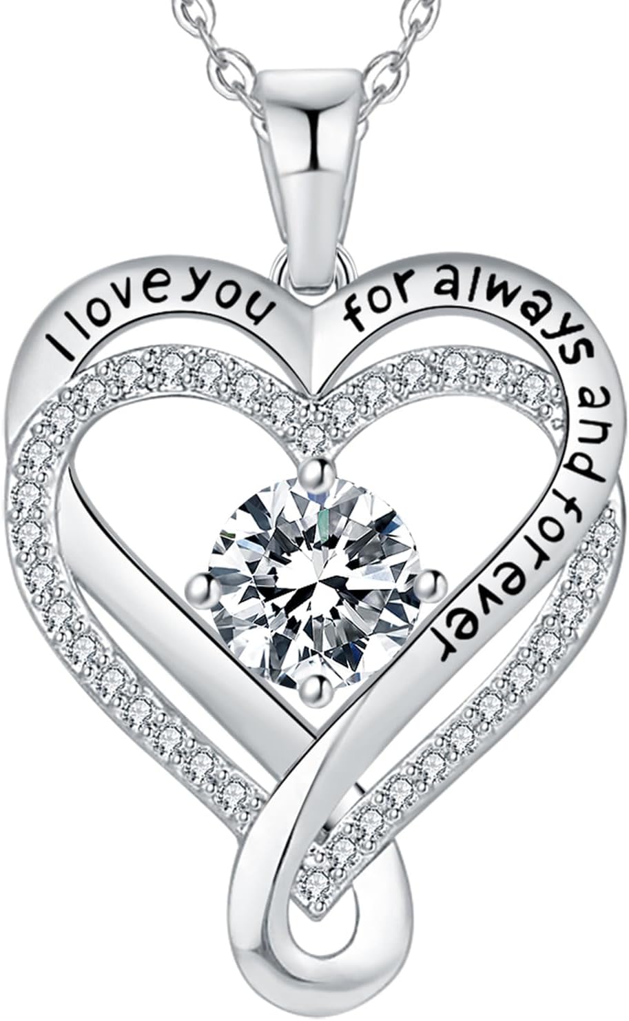 Infinity Heart Birthstone Necklace for Women - I Love You Gift