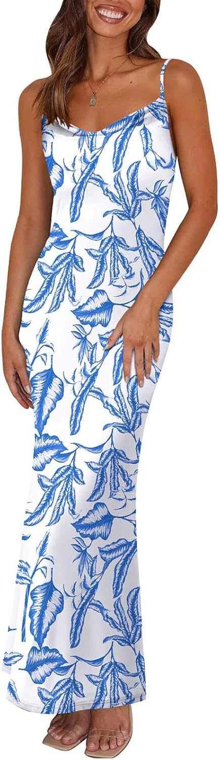 Floral Spaghetti Strap Maxi Dress for Women by PRETTYGARDEN