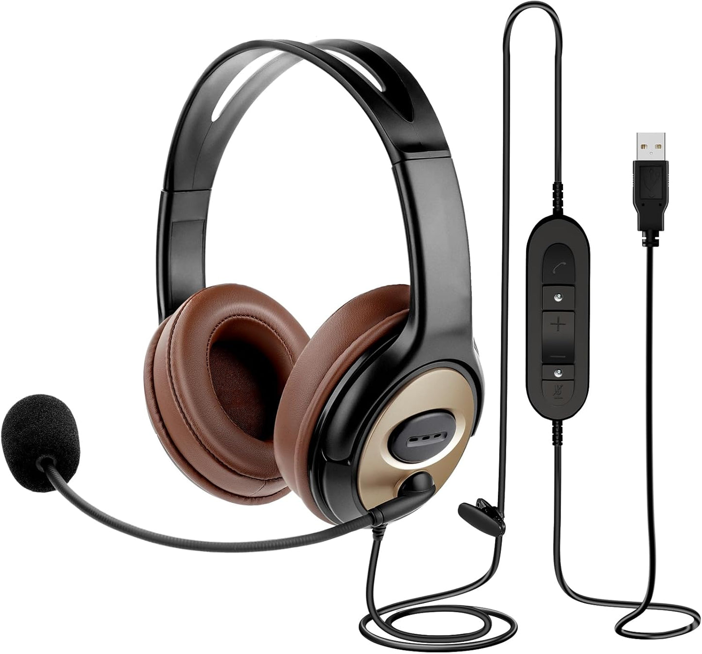 Overhead USB Noise Canceling Headset for Office Calls and More