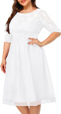 Pinup Fashion Plus Size Lace Chiffon Wedding Guest Midi Dress - Flowy