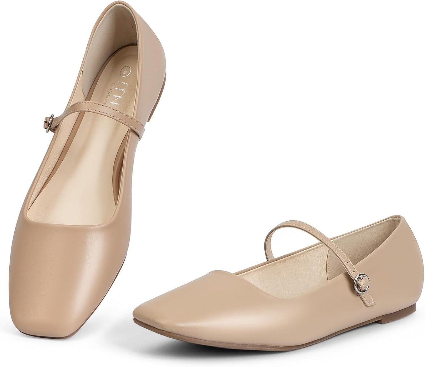MUSSHOE Womens Ballet Mary Jane Flats with Adjustable Strap
