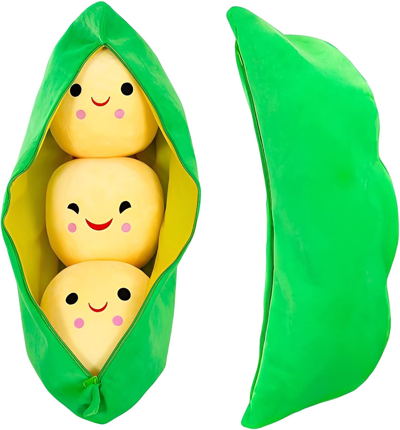 Giant Pea Pod Pillow Toy - Cute & Comfy Plush Peas! (Yellow Beans)