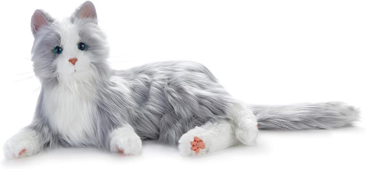Therapeutic Lifelike Cat - Realistic Fur & Purring - Silver