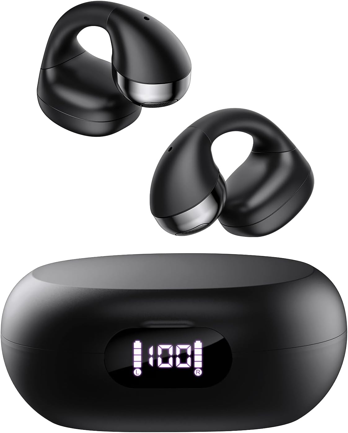Bluetooth 5.4 Clip On Earbuds with Flexible Ear Clip - 30H Playtime