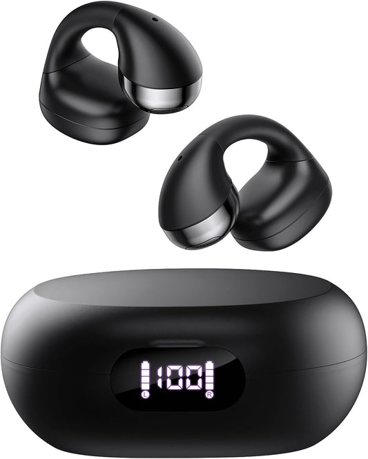 Bluetooth 5.4 Clip On Earbuds with Flexible Ear Clip - 30H Playtime