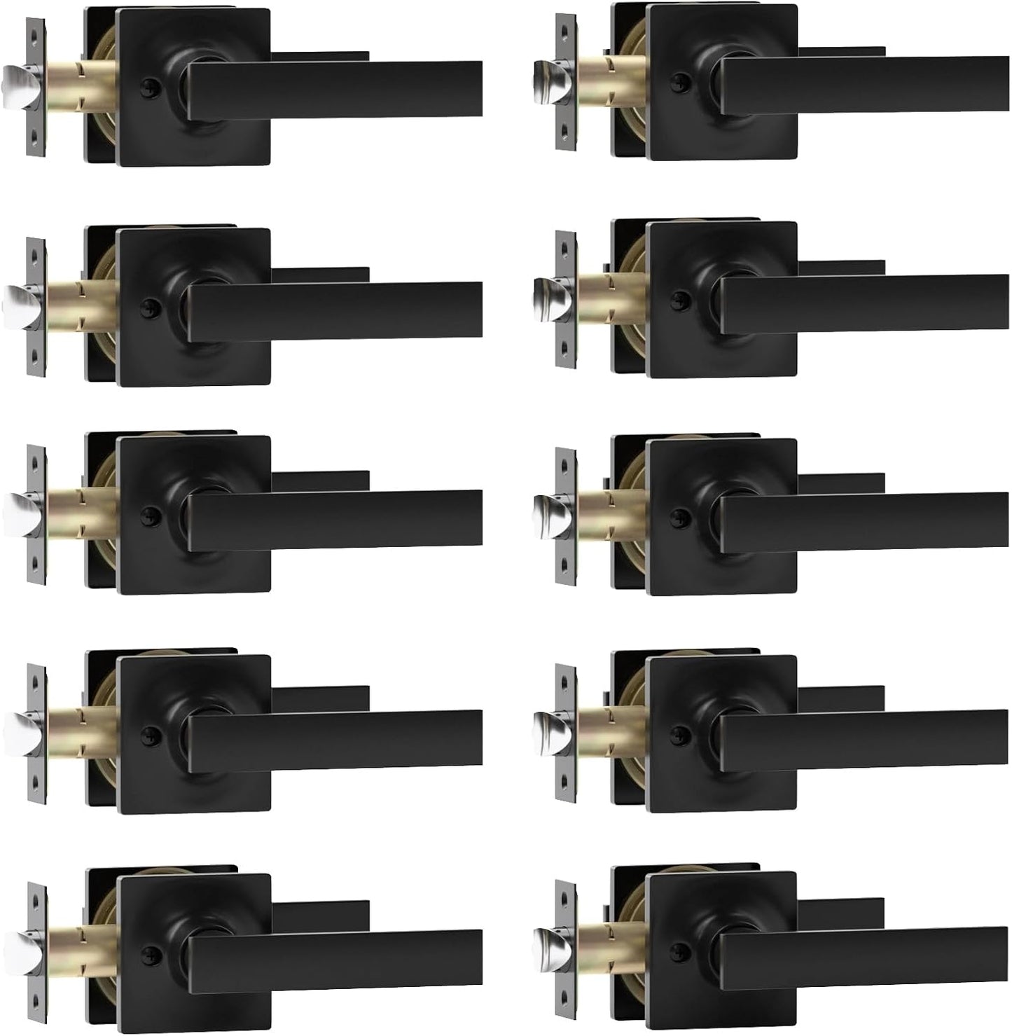Matte Black Door Handle Set - 10 Pack Heavy Duty Levers