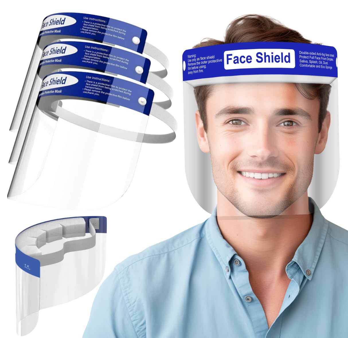 100 Pack Face Shields for Clear Vision and Comfortable Protection