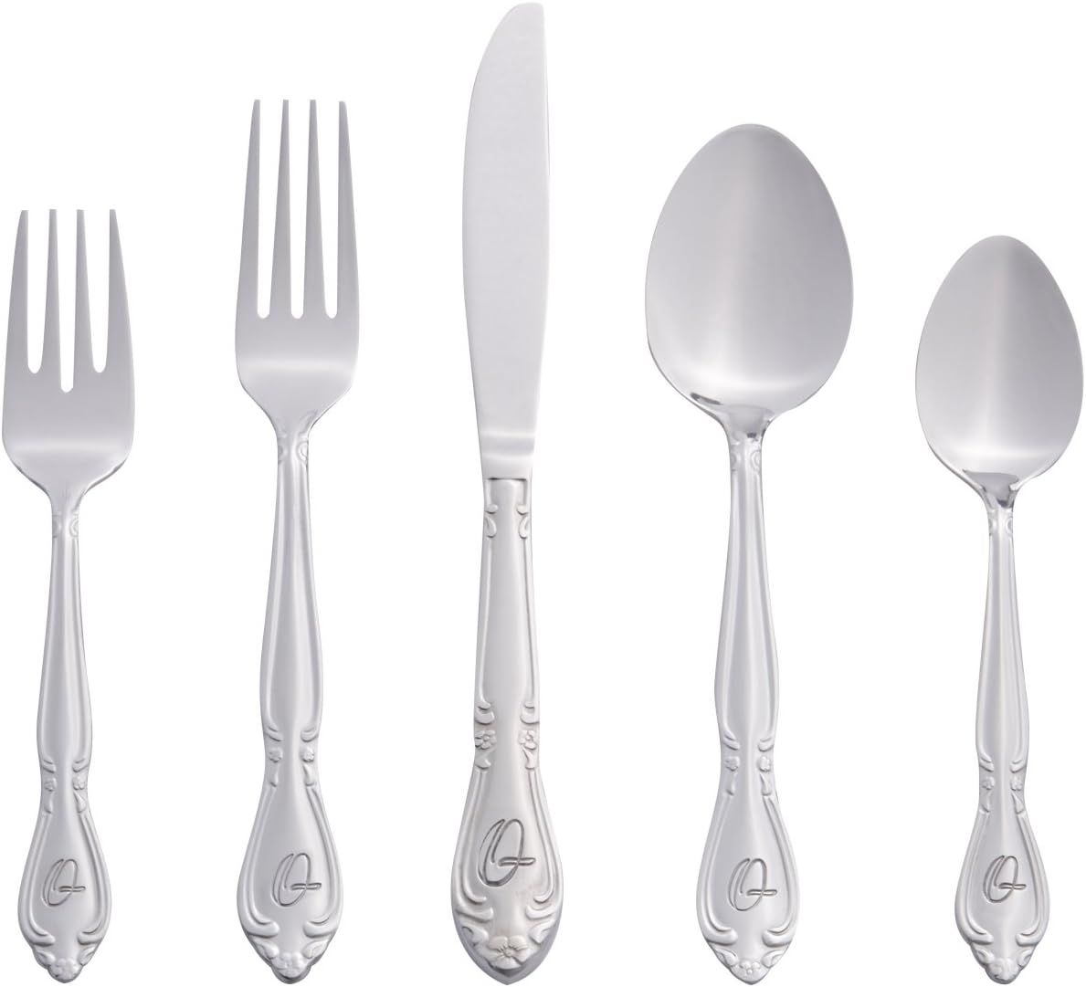 RiverRidge Monogrammed Flatware Set 46 Piece Silverware for 8