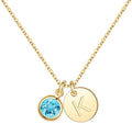 Initial Birthstone Necklace - Personalized 14K Gold Plated Disc Shoes