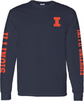 NCAA Double Sleeve Print Team Color Long Sleeve Tee - Illinois Pride