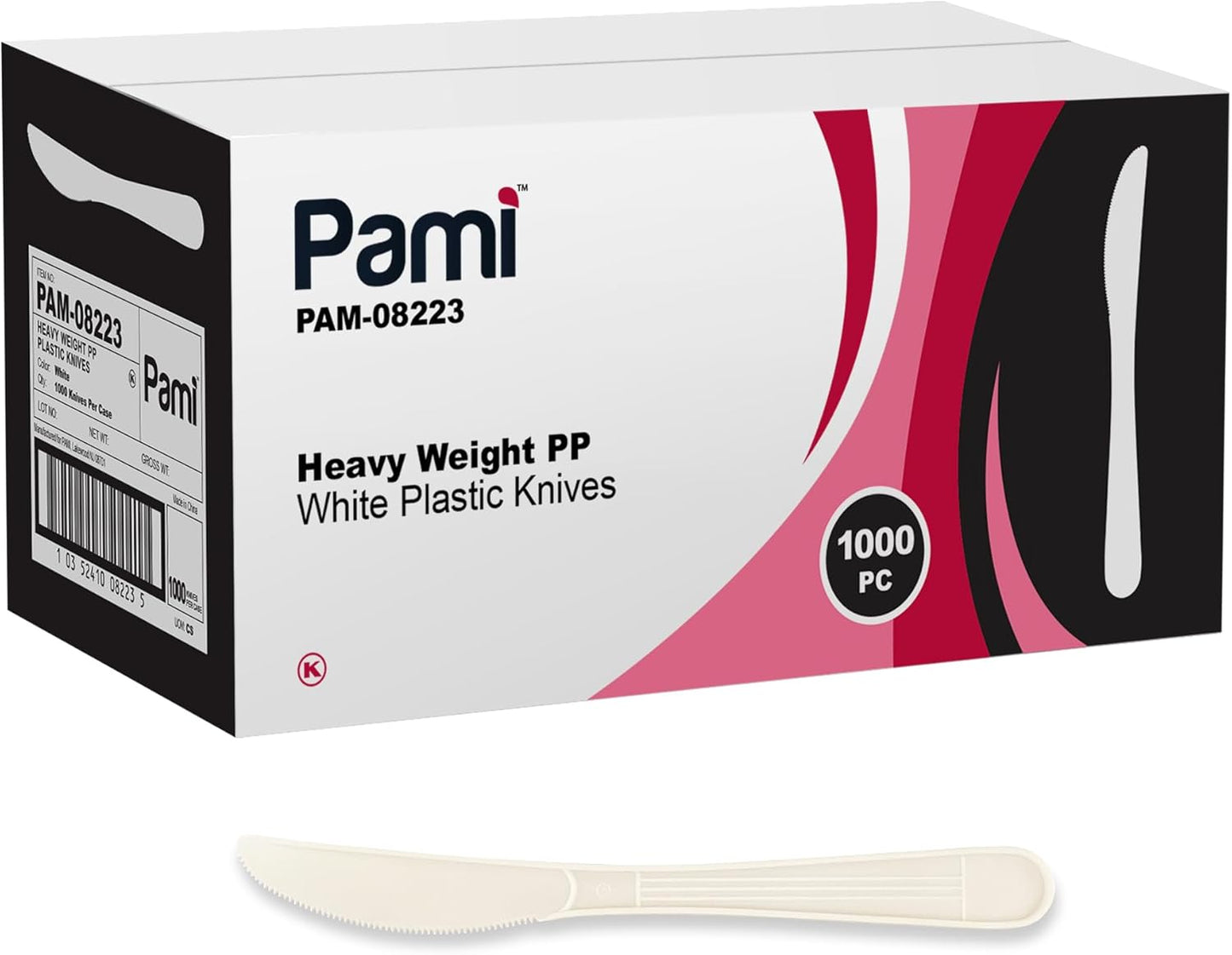 PAMI 1000-Pack Heavy Weight Disposable Plastic Cutlery Knives