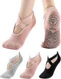 Gionforsy 3 Pairs Yoga Socks for Women - Non Slip Pilates Grip Socks