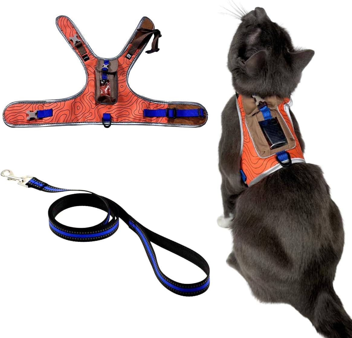 Pathfinder Cat Harness with GPS Tracker Pocket for Safety