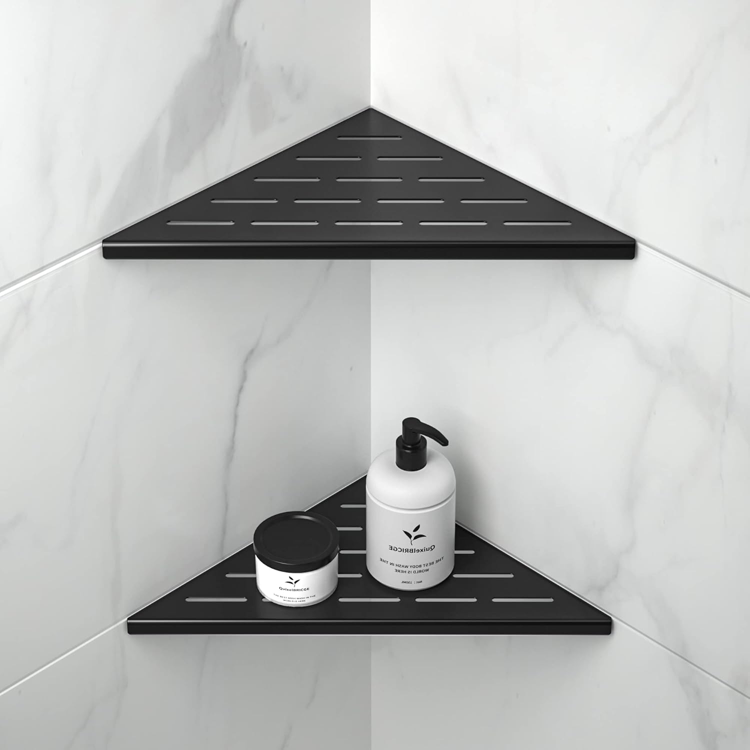 Corner Shower Shelf 10in Matte Black Stainless Steel Design