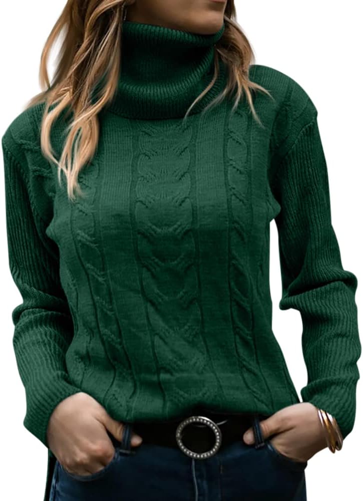 Langwyqu Womens Turtleneck Long Sleeve Cable Knit Sweater Review