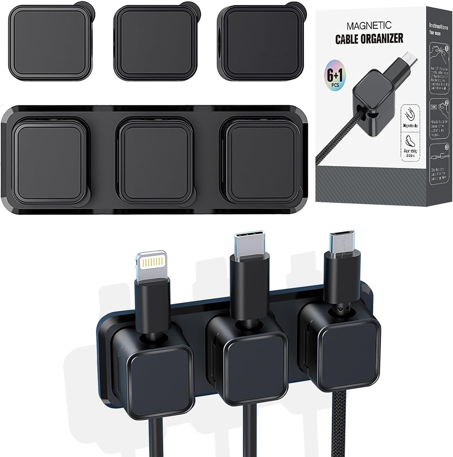 HexaHive Magnetic Cable Clips - Tidy Wires Fast!
