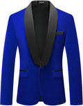 Mens Velvet Blazer Slim Fit Shawl Collar One Button Jacket
