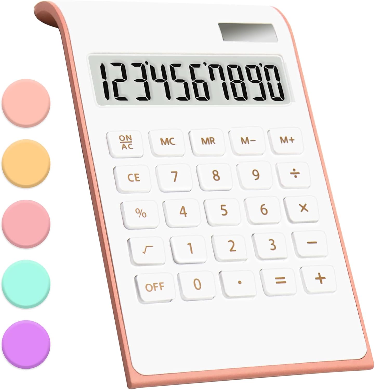 10-Digit Dual Power Desktop Calculator in Rose Gold