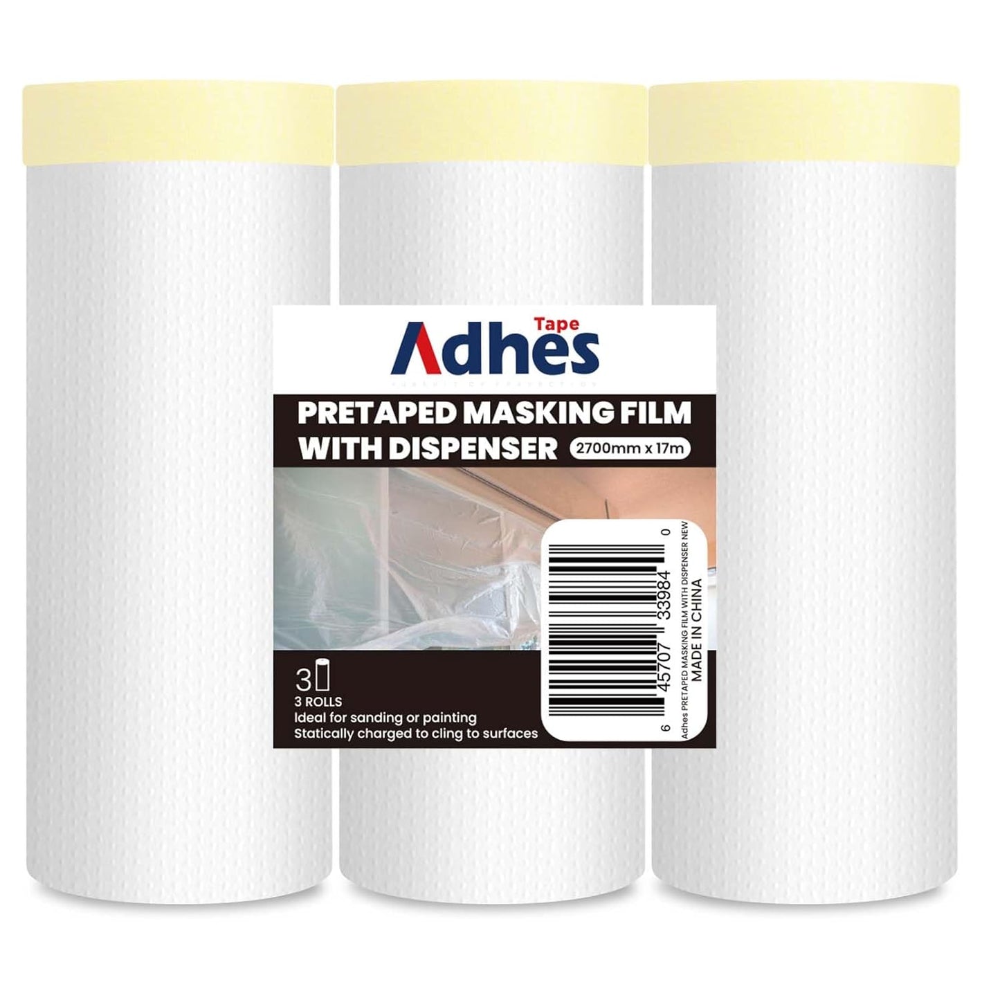 Adhes Pretaped Masking Film Refills for Painting and Spraying