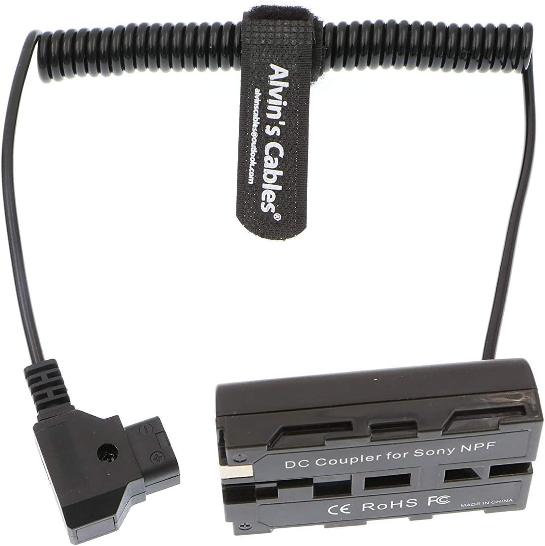 D-Tap to NP-F Dummy Battery Coiled Power Cable for Monitors